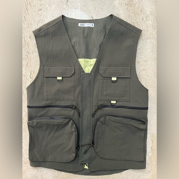 Zara Other - New Zara Olive Green Utility Vest Size Small